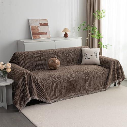 MYSKY HOME Couch Covers for 3 Cushion Couch Sofa, Sectional Couch Cover L Shape Chenille Couch Cushion Covers for Pets, Furniture Protector Cover for Dogs, Kids, 71"X150", Deep Chocolate by MYSKYHOME