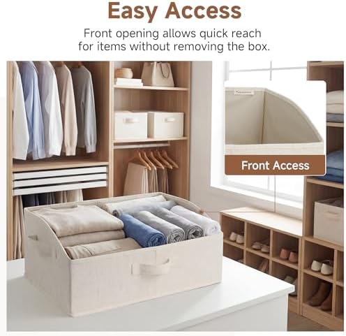 StorageWorks Closet Storage Bins, Beige(Cotton-linen), Large, 3-Pack - Image 3