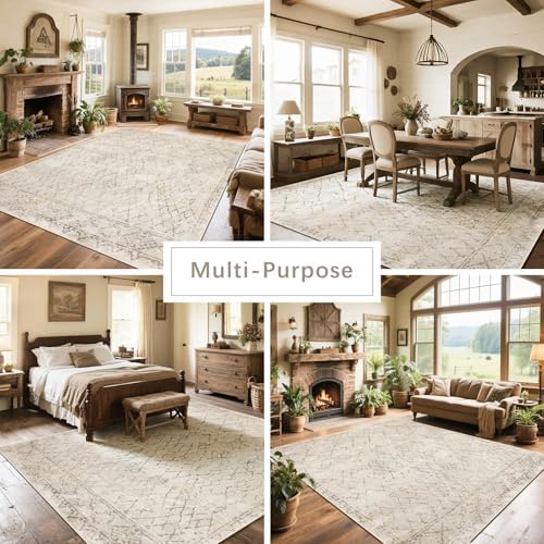 8x10 Washable Area Rugs for Living Room,Bedroom,Dining Room- Morocco Camel - Image 5