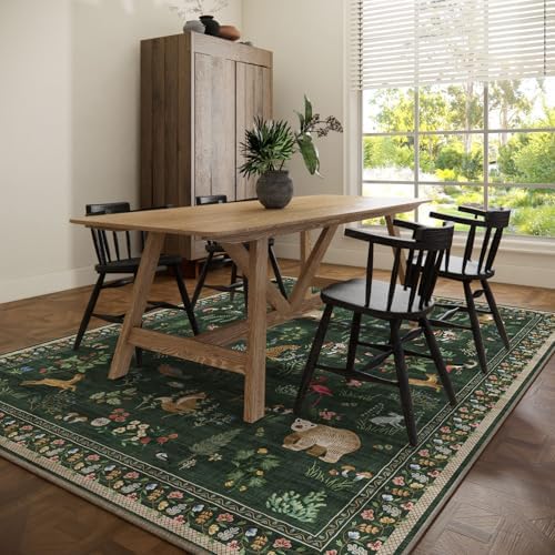 Machine Washable Rugs for Living Room: 6x9 Area Rugs for Bedroom Vintage Rugs Stain Resistant Non Slip Low Pile Soft Carpet Rug for Kitchen Dining Room Farmhouse Nursery Kids Room Indoor - Image 6