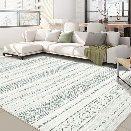 Nakagishi Green Rug Living Room Rugs: 9x12 Washable Boho Large Neutral Soft Farmhouse Stain Resistant Modern Non Slip Indoor Floor Carpet for Bedroom Nursery Kids Playroom Office Dining Room Home by NakagishiAreaRug