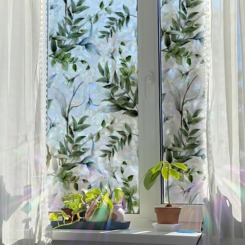Watercolor Privacy Window Film Laser Suncatcher Static Cling Vintage Seamless Repeat Glass Decal Bathroom Non-Adhesive Removable Cover - Image 4