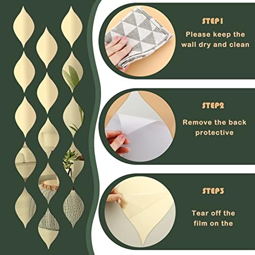 Amyhill 15 Pack Teardop Mirror Stickers Decor, Teardrop, Gold - Image 4
