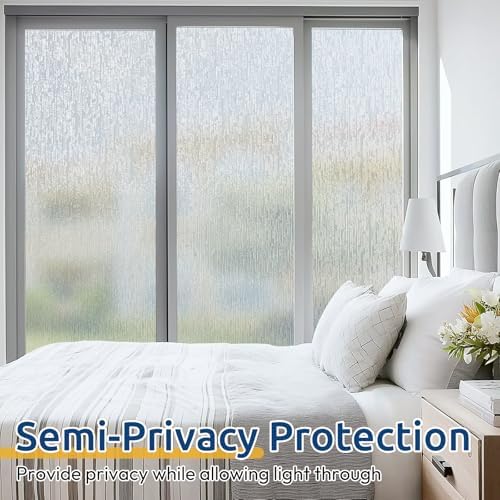 rabbitgoo Frosted Window Film, Static Cling, Rain Silk, 35.4" x 118.1" - Image 2