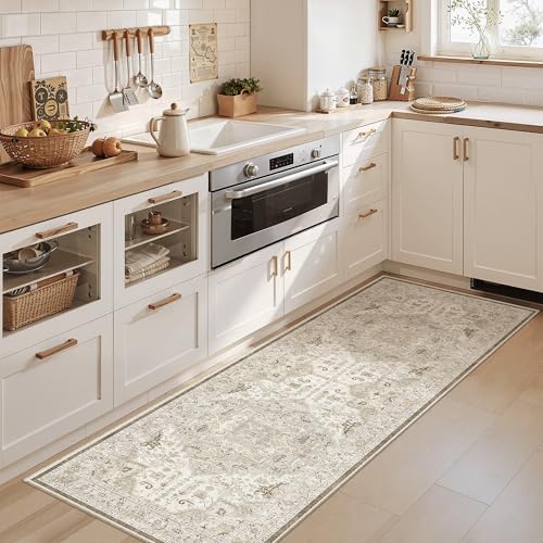 Madane Hallway Runner Rug 2x5 Washable Entry Rugs Non-Slip, Ivory/Brown - Image 4