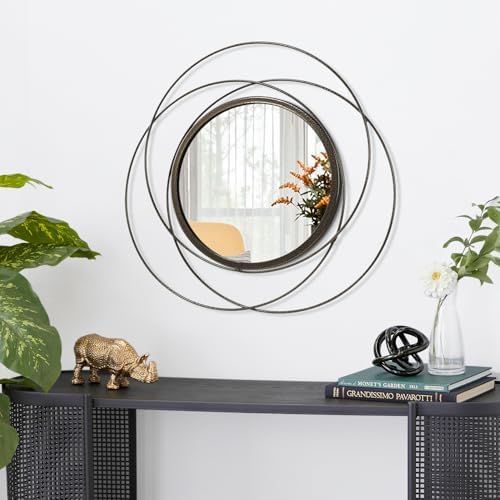 Circle Mirror Wall Decorative Metal Mirror Art Small Round Wall-Mounted Mirror Home Wall Decor for Bedroom Living Room Bathroom Entryway 16” x 16” - Image 2