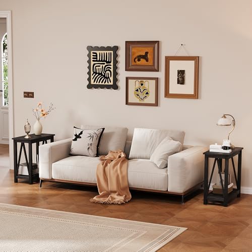 ChooChoo Farmhouse End Table, Narrow Side Table with Shelf - Image 2