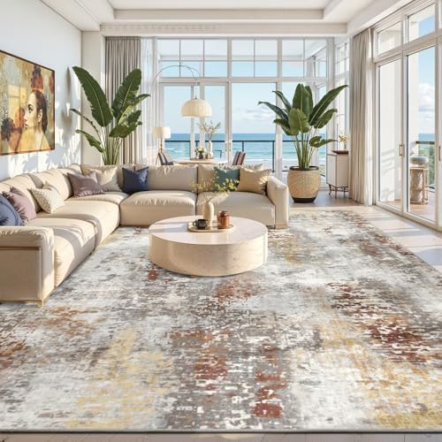 Toneed Washable 6x9 Area Rug with Non-Slip Backing for Living Room by Toneed
