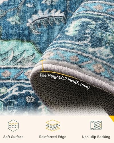 RELEANY Washable Area Rug, 3'x4', Teal - Image 3