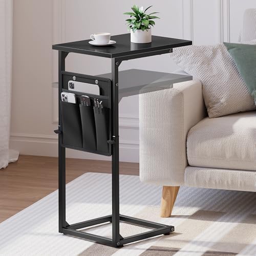 Vagusicc C-Shaped End Table, Small Side Table for Couch, Sofa Table Adjustable Height End Tables Living Room, Bedside Slide Under Couch Table for Sofa, TV Tray Table with Metal Frame for Bedroom,Black - Image 4