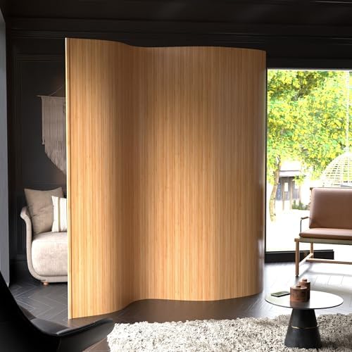 Red Lantern 7 ft. Tall Bamboo Wave Screen - Honey - Image 7
