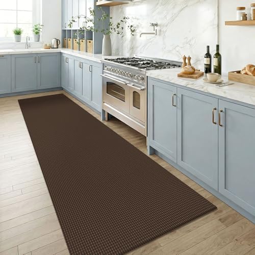 KOZYFLY Cotton Runners for Hallway 3x8, Wide Washable Runner Rug, Woven Non Slip Kitchen Runner, Braided Entryway Rug, Floor Carpet for Foyer, Bedroom, Hall, Brown/Dark Brown - Image 2