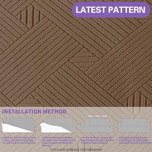 ZNSAYOTX Super Stretch Loveseat Covers (57"-70"), New Striped Love Seat Slipcover, Dogs Pet Friendly Anti-Slip Couch Protector Spandex Durable 2 Seater Fabric Sofa Cover (Light Coffee, Loveseat) - Image 5