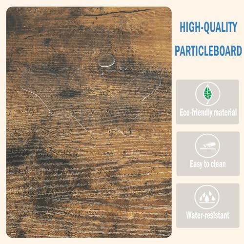 MMEOLUOOK Large End Table Square Side Table Modern Sofa Table 20 Inch Industrial Coffee Table NightStand with 2-Tier Storage Shelf for Living Room Bedroom Rustic Brown MLBZ06R - Image 7