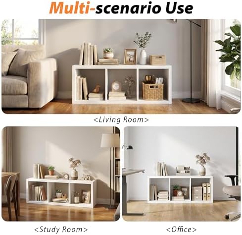 WannabeMyself【2026 Wooden Thick Frame】 3 Cube Storage Organizer with Anti-Tipping Kits, Reversible Open Back Book Shelf,Bookcase for Living Room,Bedroom,Entrance Hall,Office,11.6×36.3×13.1,White - Image 6