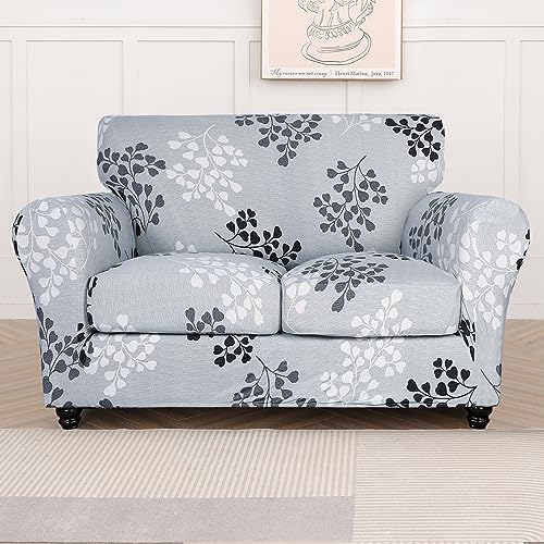 SearchI Stretch Sofa Cover Printed Couch Cover, Floral Pattern 3 Pieces Loveseat Slipcover with 2 Separate Cushion Cover, Washable Furniture Protector for Living Room(Loveseat, Leaf Pattern) - Image 5