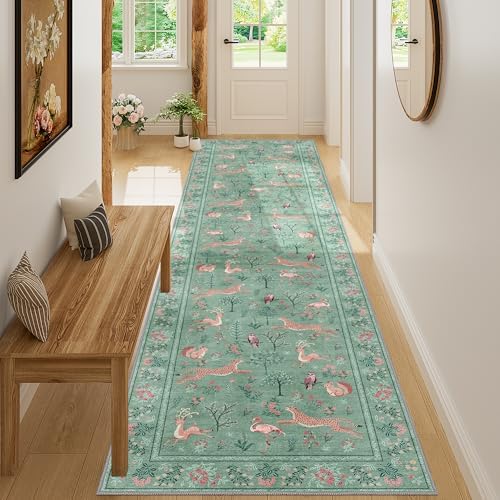DUKINO 2x10 Kitchen Runner Rug, Soft Non Slip Animal Washable Rug, Teal - Image 6