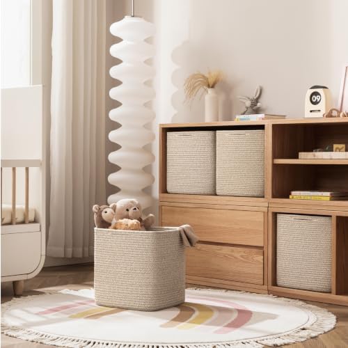 joybest 11inch Cube Storage Bins, Cotton Rope Woven Organizer Basket - Image 4