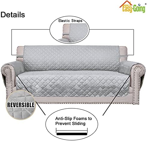 Easy-Going Reversible Couch Cover, Oversized Chair, Light Gray/Light Gray - Image 3