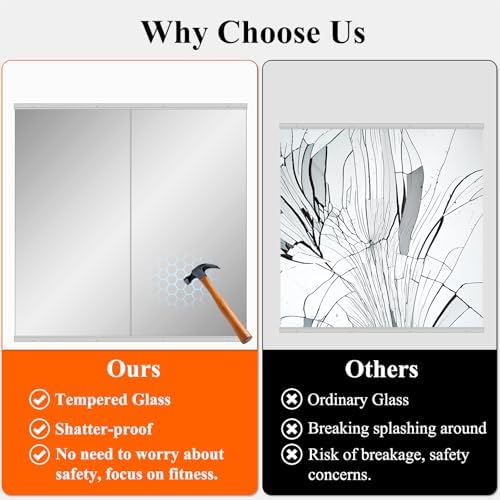Home Gym Mirror for Wall, 55" x 16" x 2PCS Frameless Full Length Mirror - Image 4
