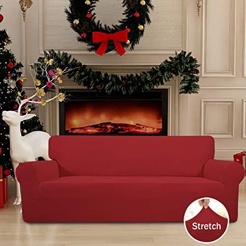 Easy-Going Stretch Oversized Sofa Couch Slipcover Washable Christmas Red - Image 2