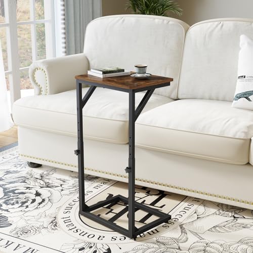 5-Level Adjustable C-Shaped End Table, Small Side Table for Couch, Sofa TV Tray Table for Living Room, Bedroom, Bedside ET-ZA-BRW1 - Image 5