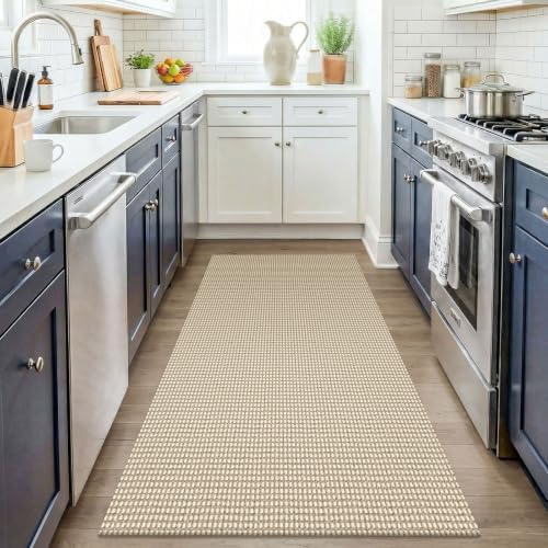 KOZYFLY Washable 3x4 Entry Area Rug, Braided Throw Rugs for Entryway, Non Slip Door Mat Indoor Outdoor Entrance, Front Porch Foyer Carpet for Kitchen, mudroom, Bathroom, Ivory Beige - Image 3