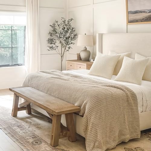 Topfinel Decorative Beige Throw Pillow Covers Cushion Cases, Set of 4 Soft Velvet Modern Double-Sided Designs, Natural Home Decor, Pillow Inserts Not Included (24x24 inch) - Image 5