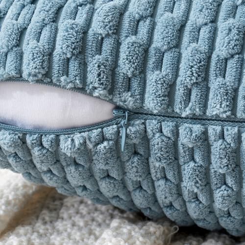 MIULEE Lumbar Decorative Throw Pillow Covers 12x20 Blue Grey Corduroy - Image 3