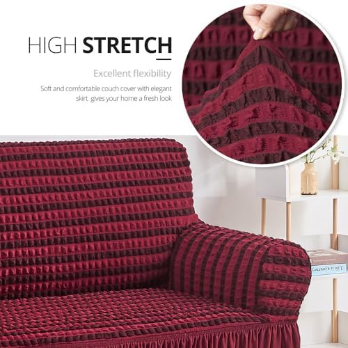 NICEEC Loveseat Covers Washable Love Seat Couch Covers Slipcover with Skirt - Image 2