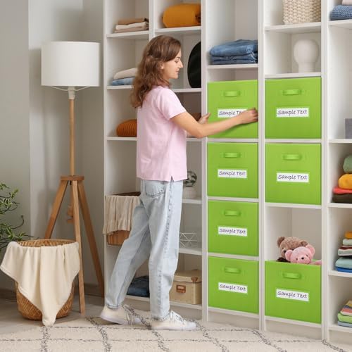 Fabric storage cubes (8 Pack) 13 Inch Cube Storage Bin, cube organizer bins with 8 Labels Window Cards & a Pen, Foldable cube organizer bins and Storage Box, lime green - Image 5