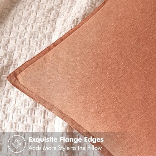MIULEE Decorative Linen Pillow Covers 18x18 Inch Coral - Image 2