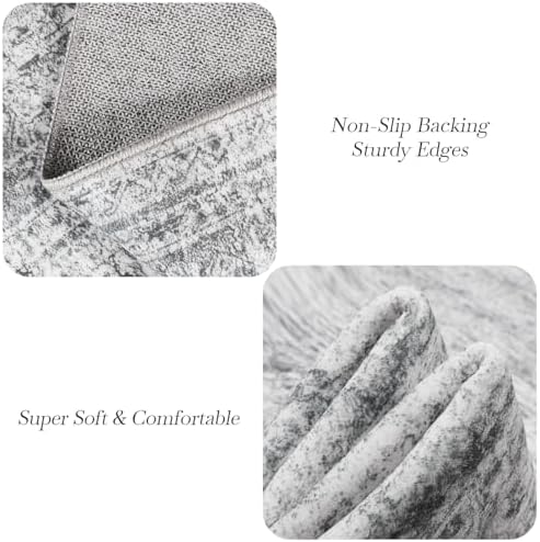 Soalmost 6x6 Grey Round Rug 6ft Circle Living Room Area Rugs Non-Slip - Image 6