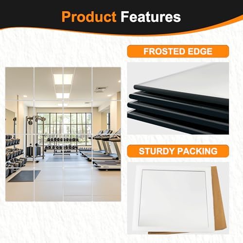 Delma Home Gym Mirror Tiles, 14'' x 12'' Glass Frameless Mirror - Image 6