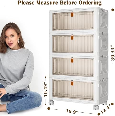 YFXCVSL 4 Tier Plastic Storage Bins with Lid 36QT, Stackable Storage Bins - Image 4