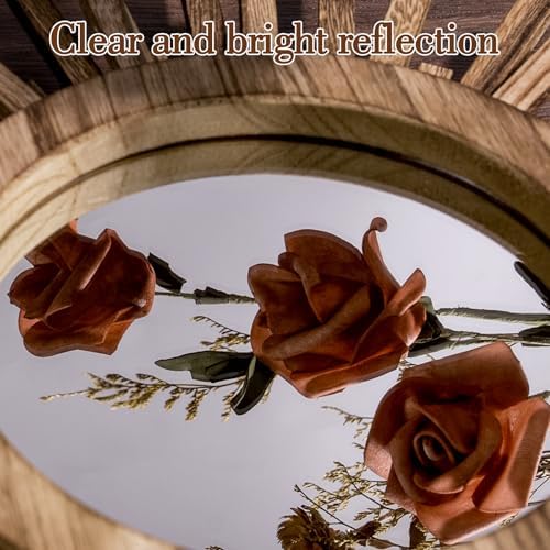 12 Inch Boho Sunburst Mirror, Round Wooden Wall Decor Starburst Sun Mirror for Bedroom, Living Room, Bathroom, Hallway, Balcony, Farmhouse Entryway, Housewarming Gift（Rustic Brown - Image 5