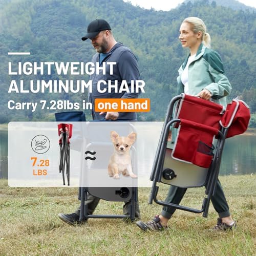 Timber Ridge Aluminum Oversized Camping Chair, Lightweight Portable Directors Chair with Side Table Detachable Side Pocket for Outdoor Camping, Lawn, Picnic, Support 400lbs Red - Image 4