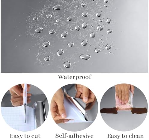 VaryPaper 15.7''x78.7'' Flexible Mirror Stickers Self Adhesive Non Glass Mirror Paper Sheet Mirrored Wall Stickers Reflective Silver Contact Paper Peel and Stick Vinyl Wallpaper for Crafts - Image 7