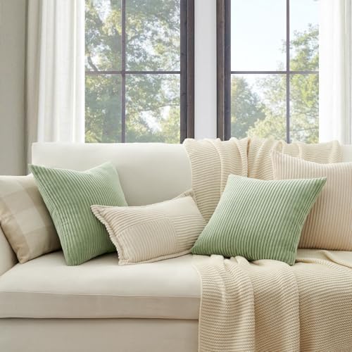 Topfinel 20x20 inch Decorative Sage Green Throw Pillow Covers, Cushion Cases Set of 4 Soft Velvet Modern Double-Sided Designs, Mix and Match for Home Decor, Pillow Inserts Not Included - Image 2
