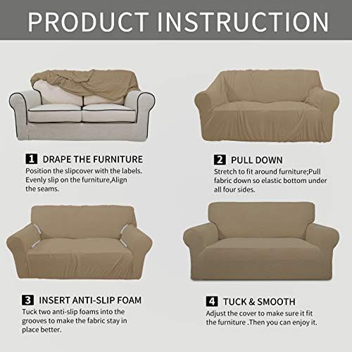 Easy-Going Stretch 4 Seater Oversized Sofa Couch Cover Tan - Image 5