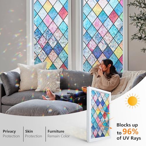 Window Privacy Film Stained Glass 23.6" x 78.7" Rainbow - Image 2