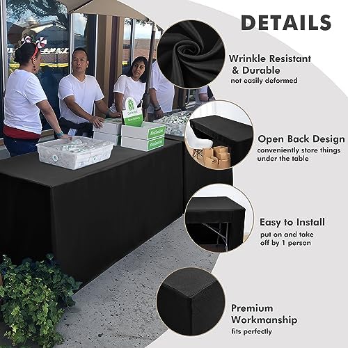 Nasitos 2 Pack Black Tablecloth for 8FT Trade Show Table Covers-Open Back Folding Tablecloths Washable Fabric and Wrinkle Resistant Table Covers for Craft Show, Display Table, Parties, Birthday - Image 3