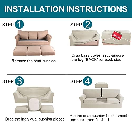 Turquoize 4 Piece Sofa Covers for 3 Cushion Couch Sofa Slipcover Soft Couch Cover for Dogs-Washable Sofa Furniture Covers with 3 Individual Large Cushion Covers (XL Sofa, Island Fossi) - Image 6