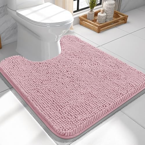 OLANLY Toilet Rugs U-Shaped 24x24, Soft Absorbent Chenille Contour Rugs by OLANLY