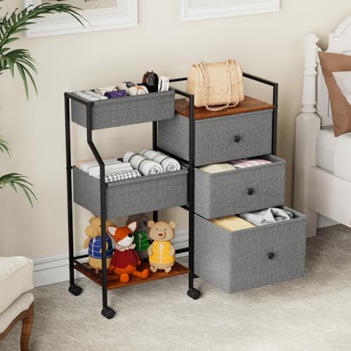 Modanais Baby Diaper Caddy Organizer Rolling Cart with Dividers and Drawers - Image 4