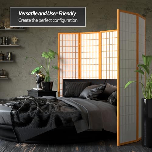 Red Lantern 6 ft. Tall Window Pane Shoji Screen - Honey - 5 Panels - Image 3