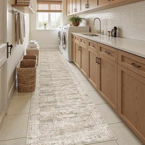 Soalmost Runner Rug 2x10 Washable Non-Slip Hallway Kitchen Runners Brown - Image 4
