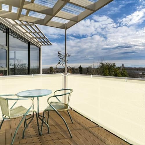 SUNLAX 2.5'x8' Butter Cream Balcony Privacy Screen Fence 90% UV Block - Image 6