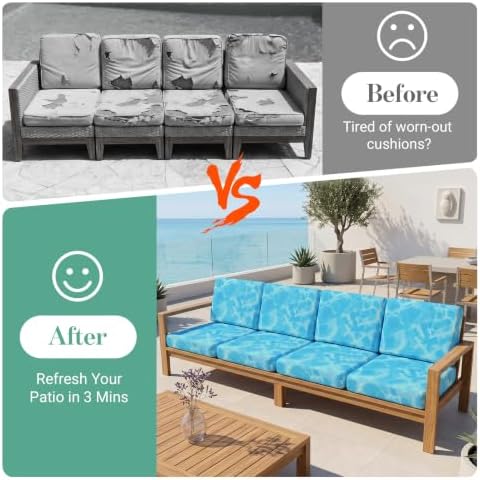 8Pcs Patio Cushion Covers Stretch Outdoor Furniture Protector Slipcovers - Image 4