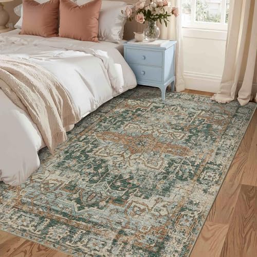 Rugxara 3x5 Rug for Entryway Bedroom Washable Area Rugs Carpet, Green - Image 3